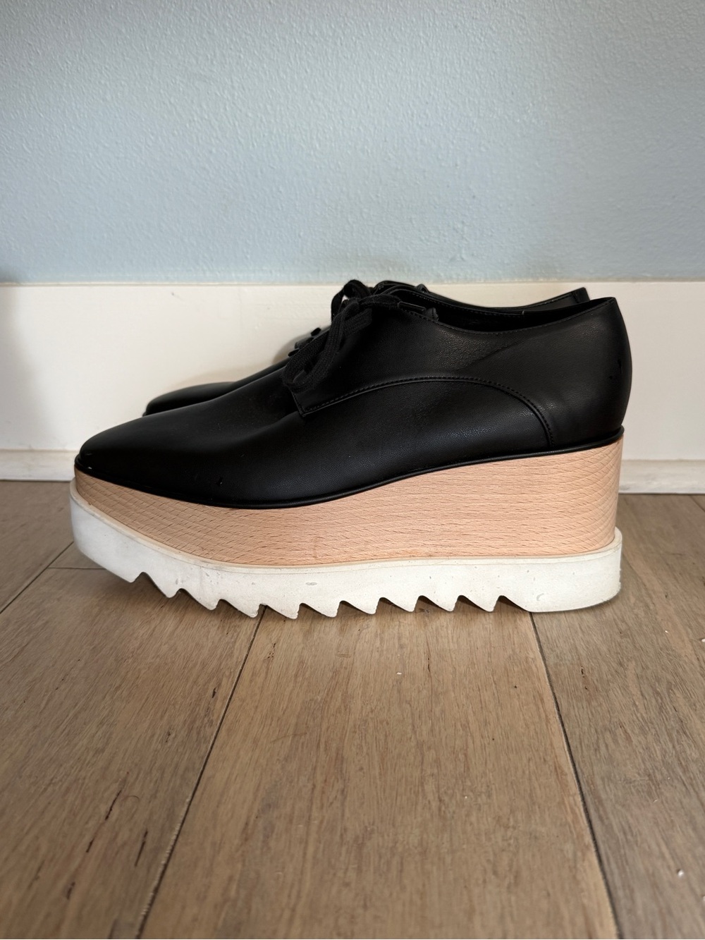 Stella McCartney leather wedge sneakers ("Elyse" style), IT 39.5